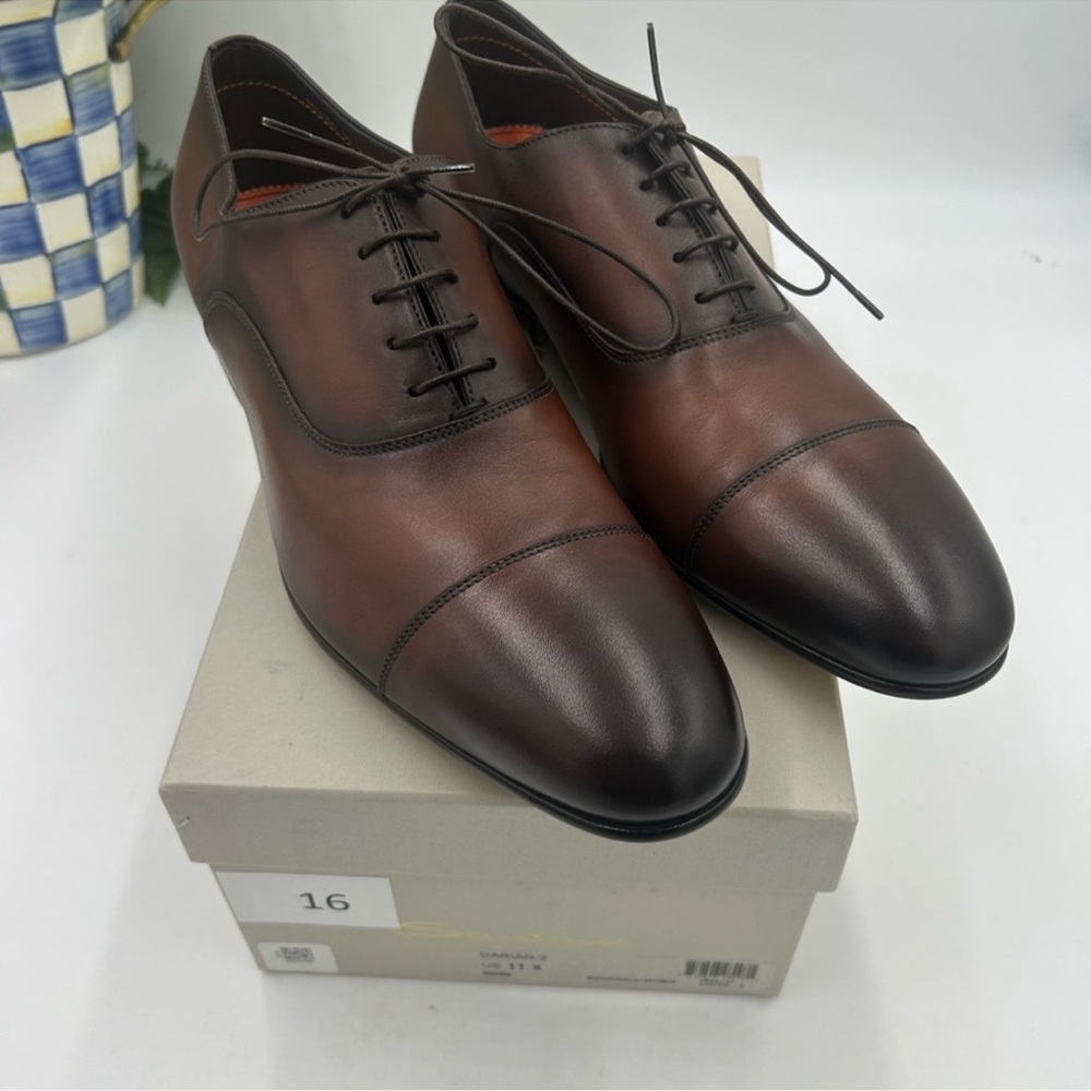 Men’s Santoni cap toe leather Oxford size 11.5 made in Italy